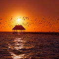 Sunset Harbor Pavilion Mural Wallpaper - pure wallpaper artwork