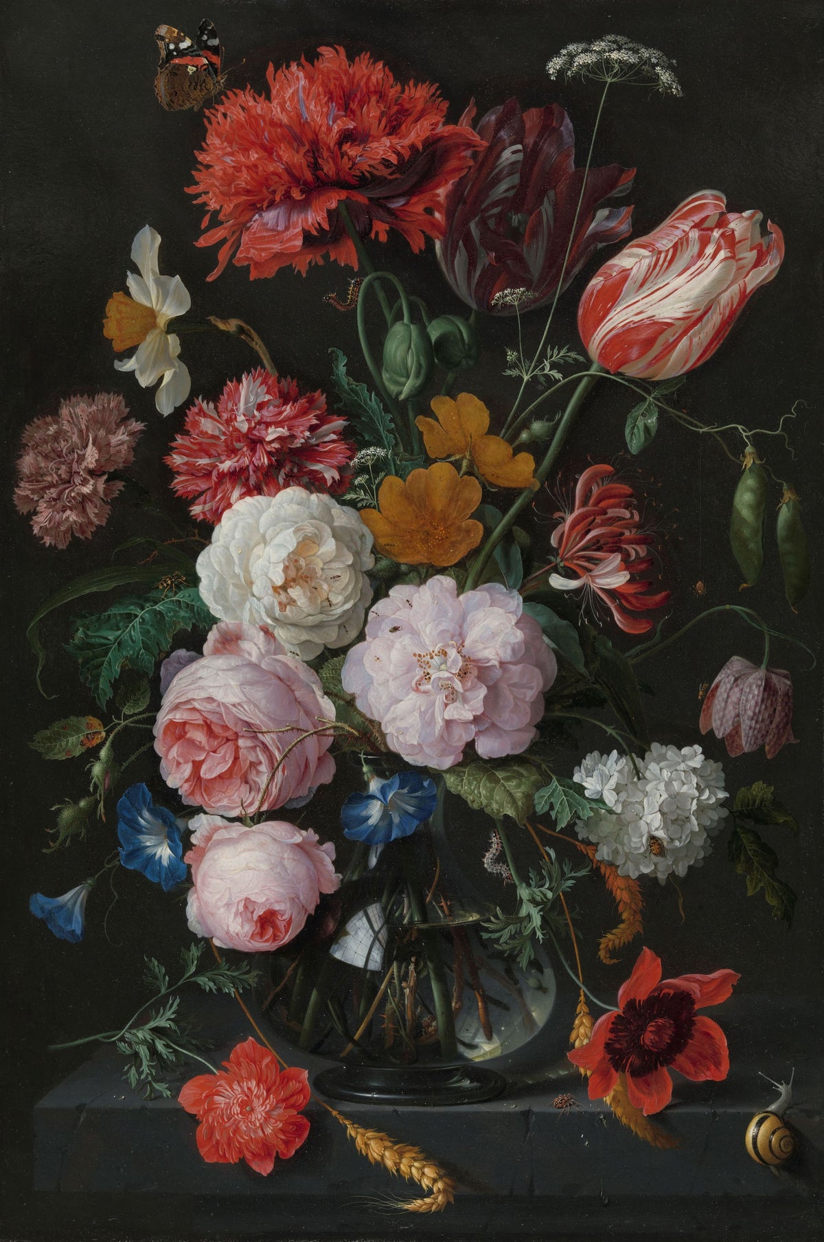 Still Life with Flowers in a Glass Vase Mural Wallpaper - pure wallpaper artwork