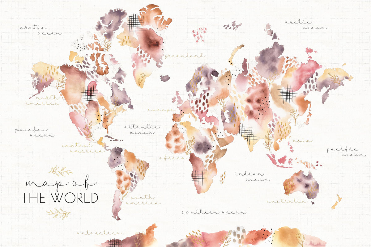 Desert Bloom Map Mural Wallpaper - pure wallpaper artwork