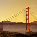 Crimson Bridge Twilight Yellow Mural Wallpaper - pure wallpaper artwork