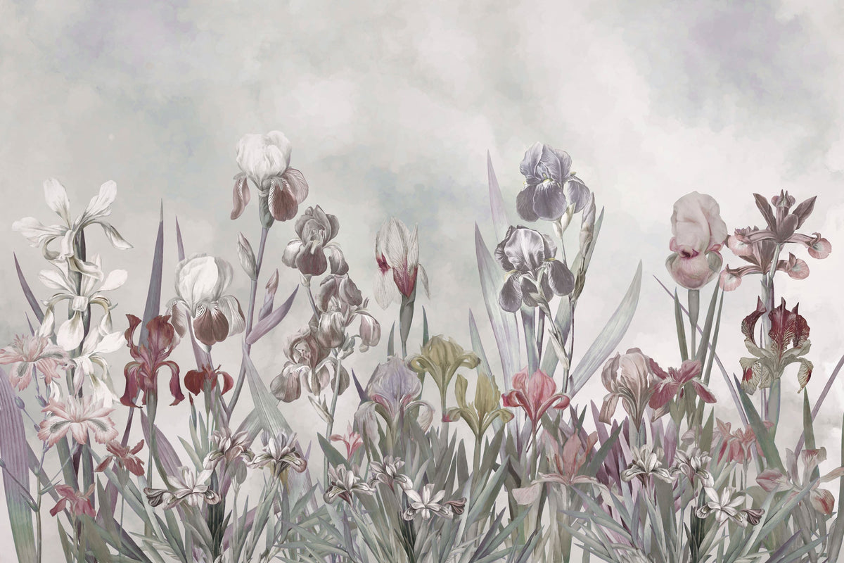 Iris Field Fall Mural Wallpaper - pure wallpaper artwork
