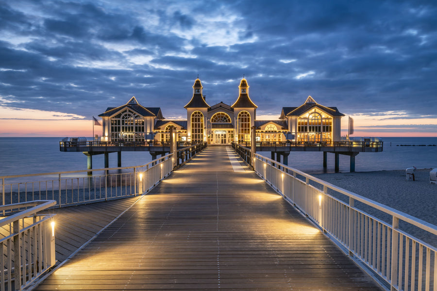 Sellin Pier At Night Mural Wallpaper