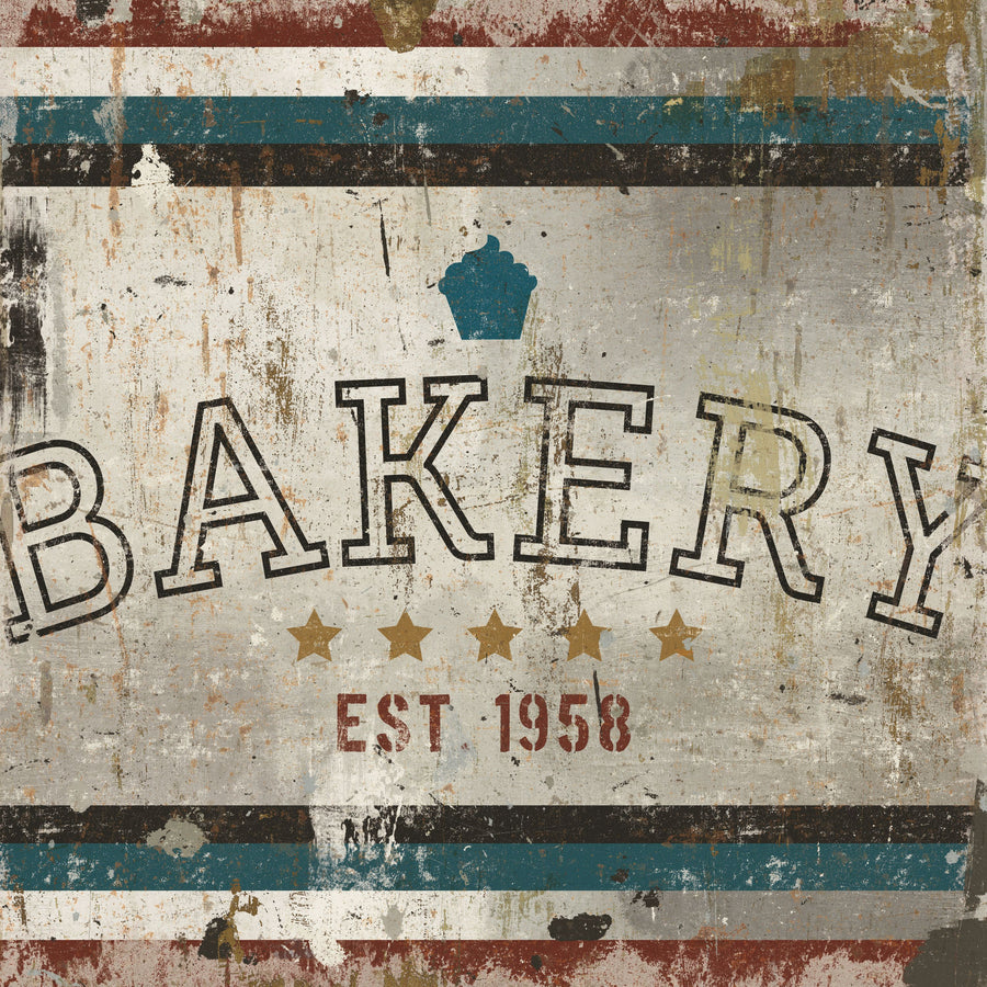 Vintage Bakery Sign Mural Wallpaper