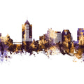 Roanoke Virginia Skyline Purple & Gold Mural Wallpaper - pure wallpaper artwork