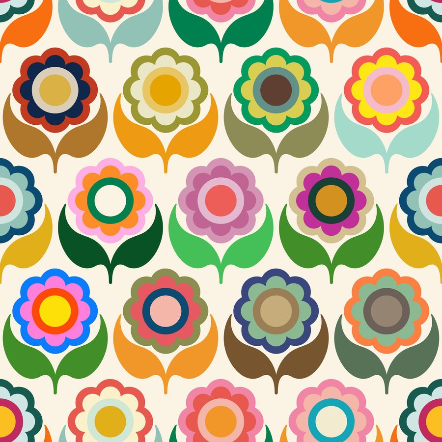 70's Fun Flowers, Multi Mural Wallpaper