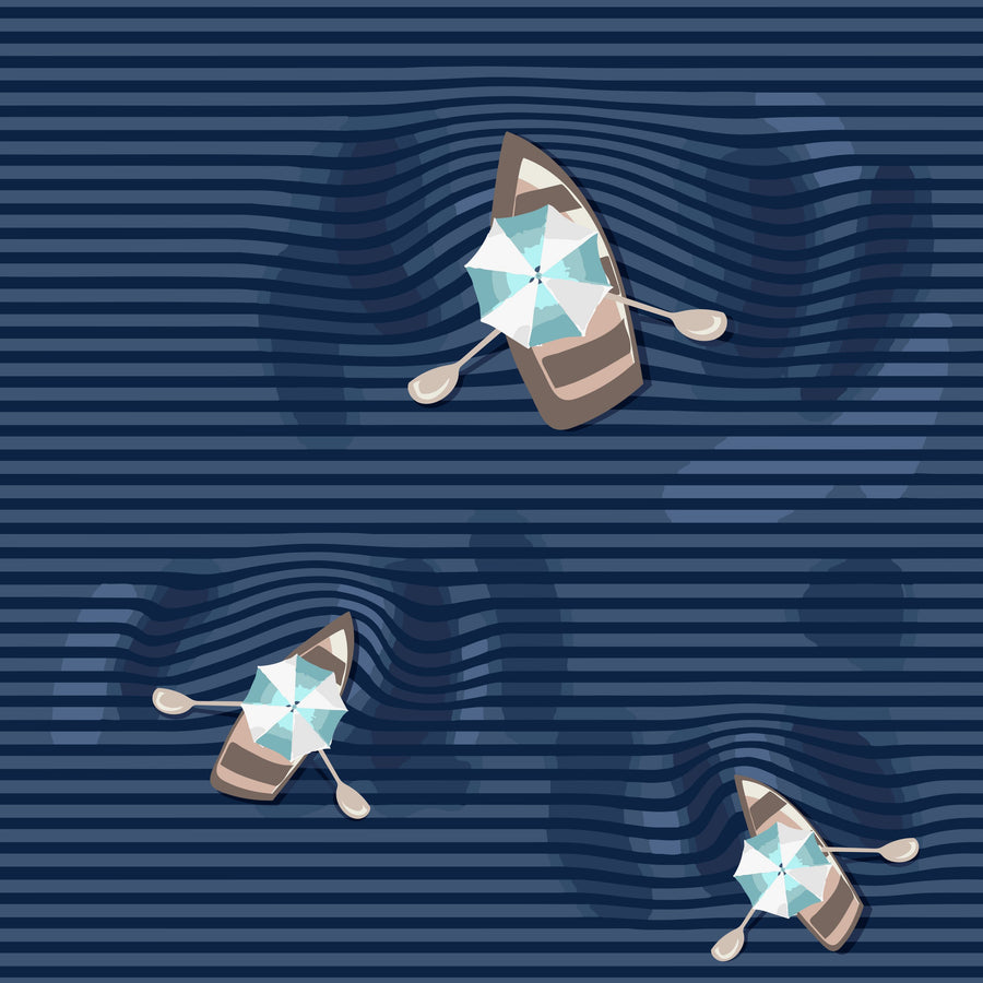 Lazy Paddle, Indigo Mural Wallpaper