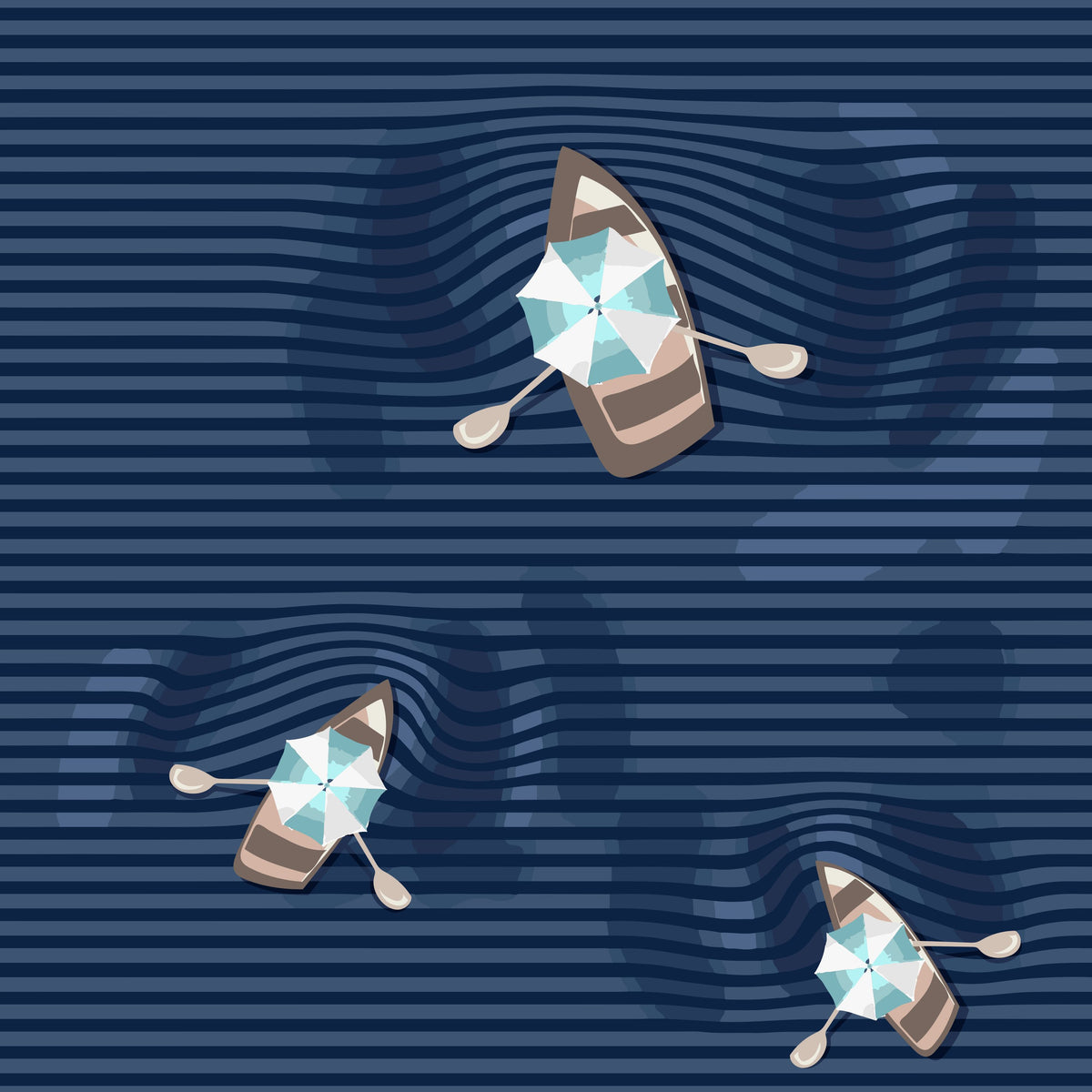 Lazy Paddle, Indigo Mural Wallpaper - pure wallpaper artwork