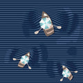 Lazy Paddle, Indigo Mural Wallpaper - pure wallpaper artwork
