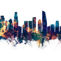 Los Angeles Skyline Blue & Bronze Mural Wallpaper - pure wallpaper artwork