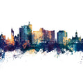 Portland Maine Skyline Blue & Bronze Mural Wallpaper - pure wallpaper artwork