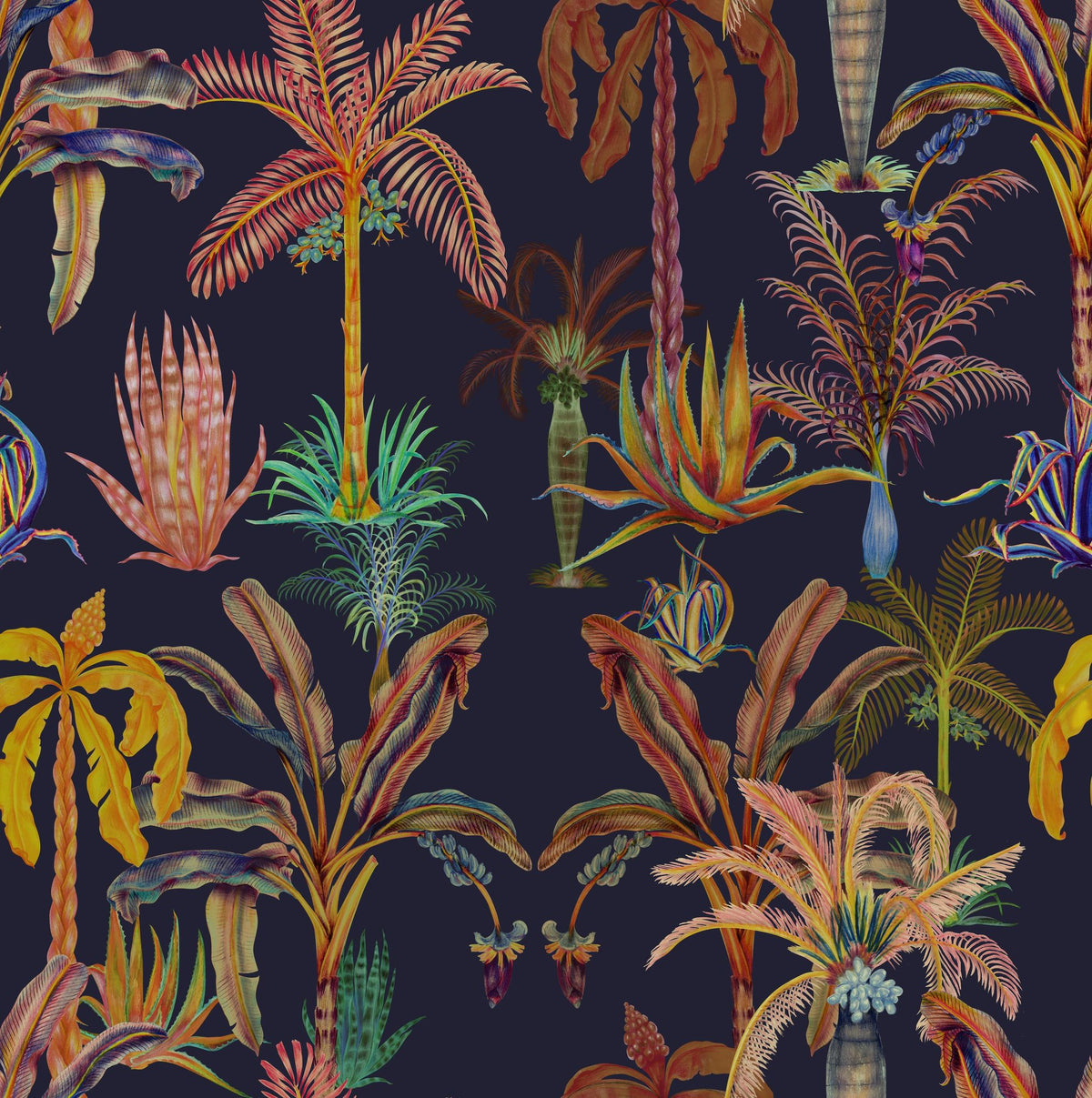 Statement Palm, Midnight Mural Wallpaper - pure wallpaper artwork