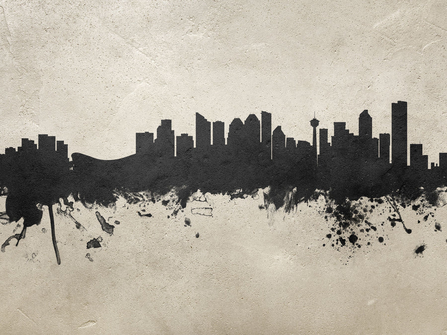 Calgary Canada Skyline Concrete Mural Wallpaper