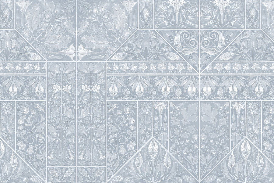 Floral Mood Blue Mural Wallpaper