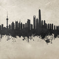 Shanghai China Skyline Concrete Mural Wallpaper - pure wallpaper artwork