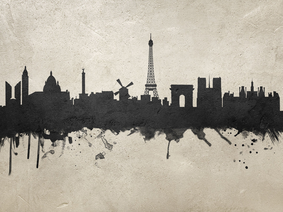 Paris Skyline Concrete Mural Wallpaper - pure wallpaper artwork