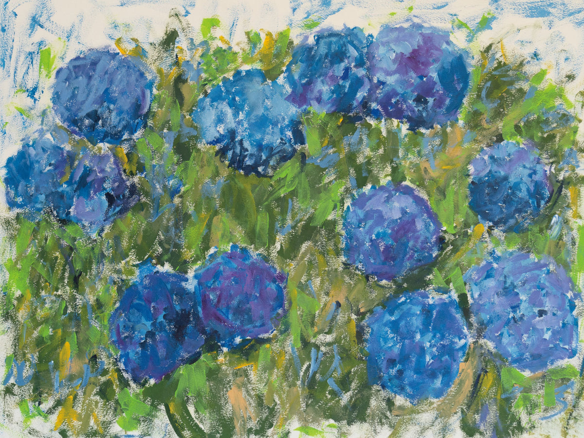 Summer Hydrangeas Mural Wallpaper - Cool Tone - pure wallpaper artwork