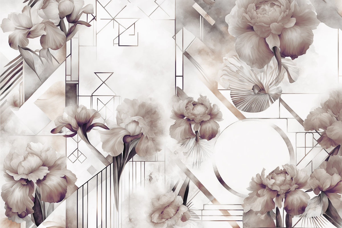 Watercolor Geometry Brown Mural Wallpaper - pure wallpaper artwork