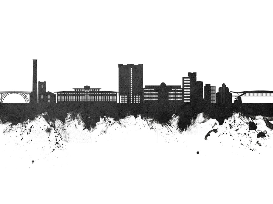 Telford England Skyline Black & White Mural Wallpaper