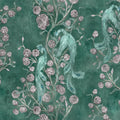 Peacock and Peony Chinoiserie Pale Green Mural Wallpaper - pure wallpaper artwork
