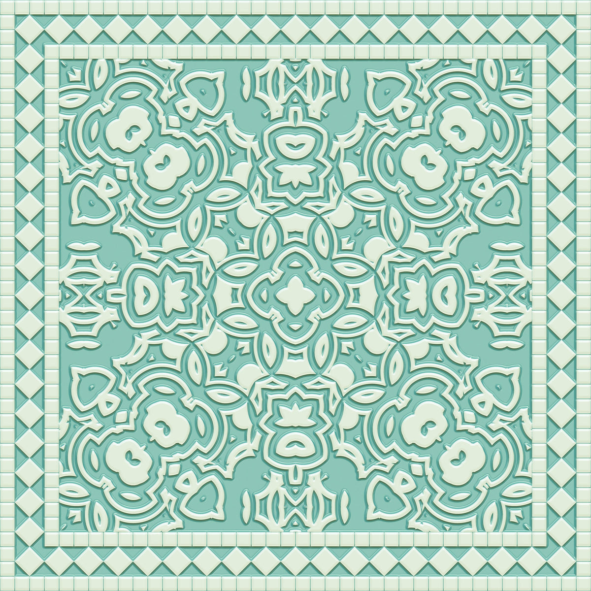 Mission Cement Tiles, Pistachio Mural Wallpaper - pure wallpaper artwork