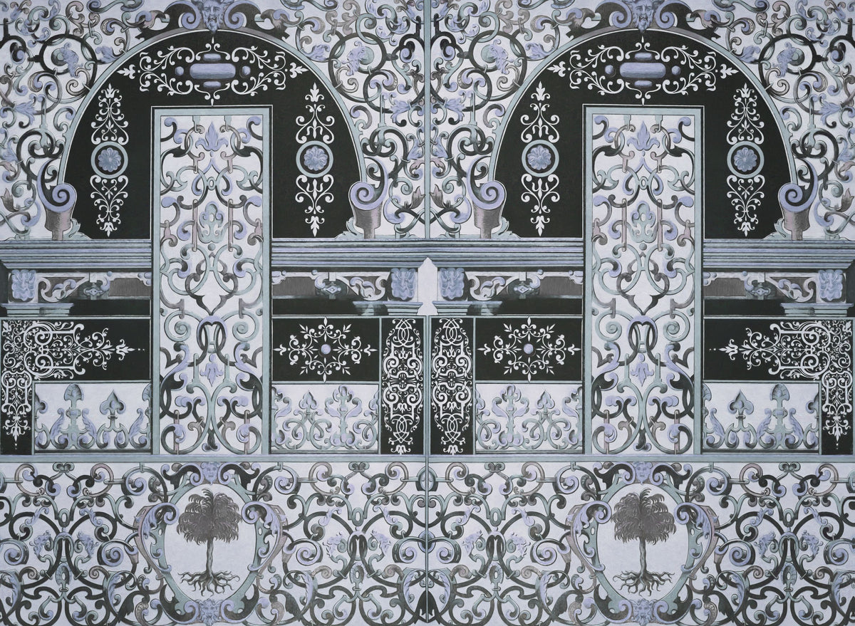 German Renaissance, Periwinkle Mural Wallpaper - pure wallpaper artwork