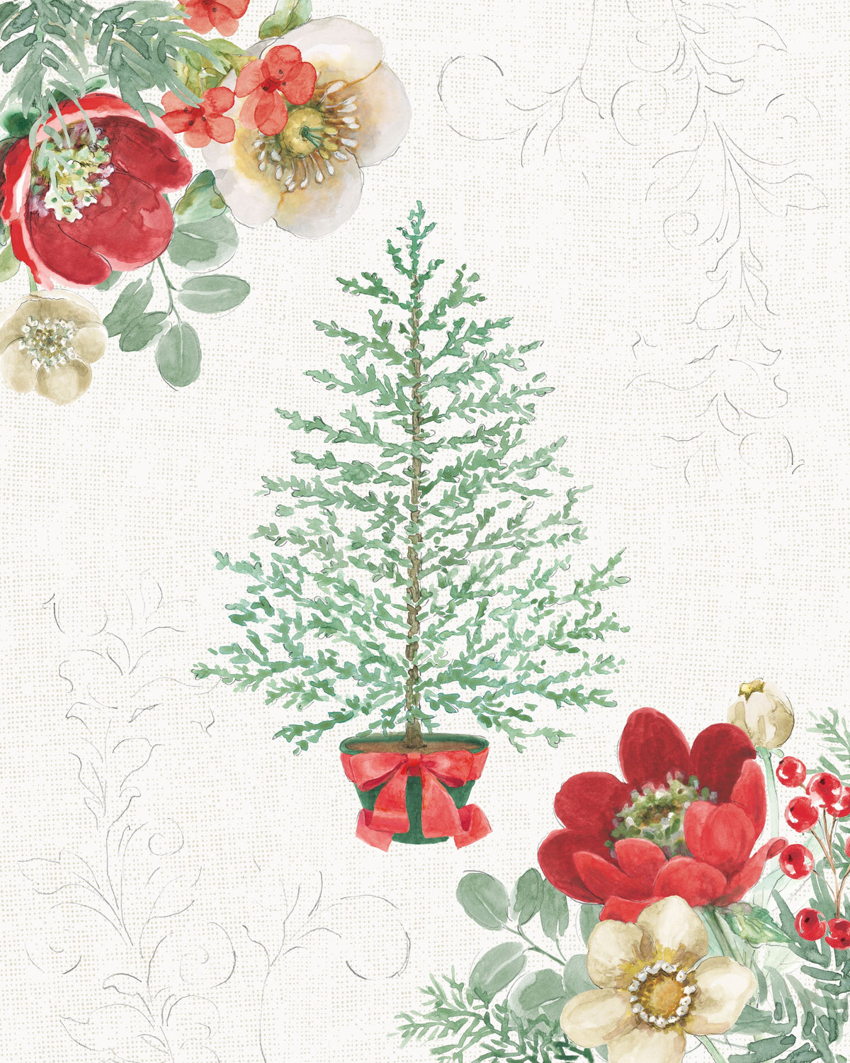 Holiday Traditions IV Mural Wallpaper - pure wallpaper artwork