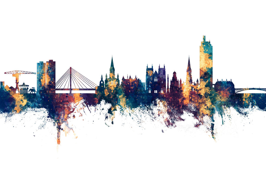 Nantes France Skyline Blue & Bronze Mural Wallpaper