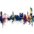 Nantes France Skyline Blue & Bronze Mural Wallpaper - pure wallpaper artwork