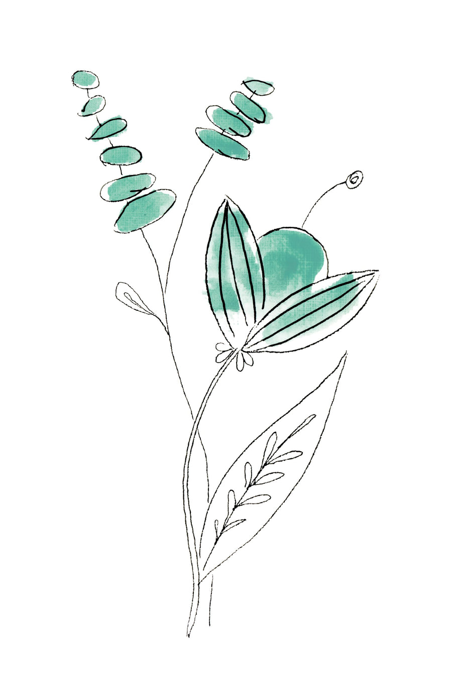 Line Flower V Mural Wallpaper