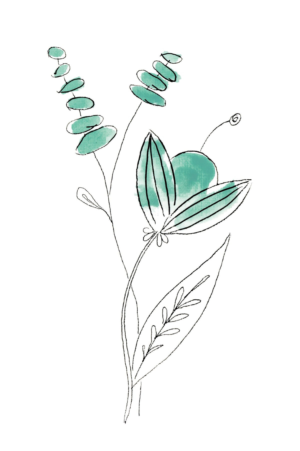 Line Flower V Mural Wallpaper - pure wallpaper artwork