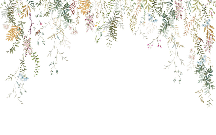 Airy Garland & Birds Mural Wallpaper