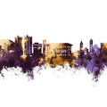 Cedar Falls Iowa Skyline Purple & Gold Mural Wallpaper - pure wallpaper artwork