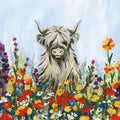 Longhorn in Spring Flowers Mural Wallpaper - pure wallpaper artwork