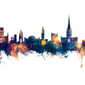 Norwich England Skyline Blue & Bronze Mural Wallpaper - pure wallpaper artwork