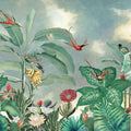 Birds of Paradise Green Mural Wallpaper - pure wallpaper artwork