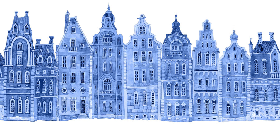 Blue Amsterdam Mural Wallpaper