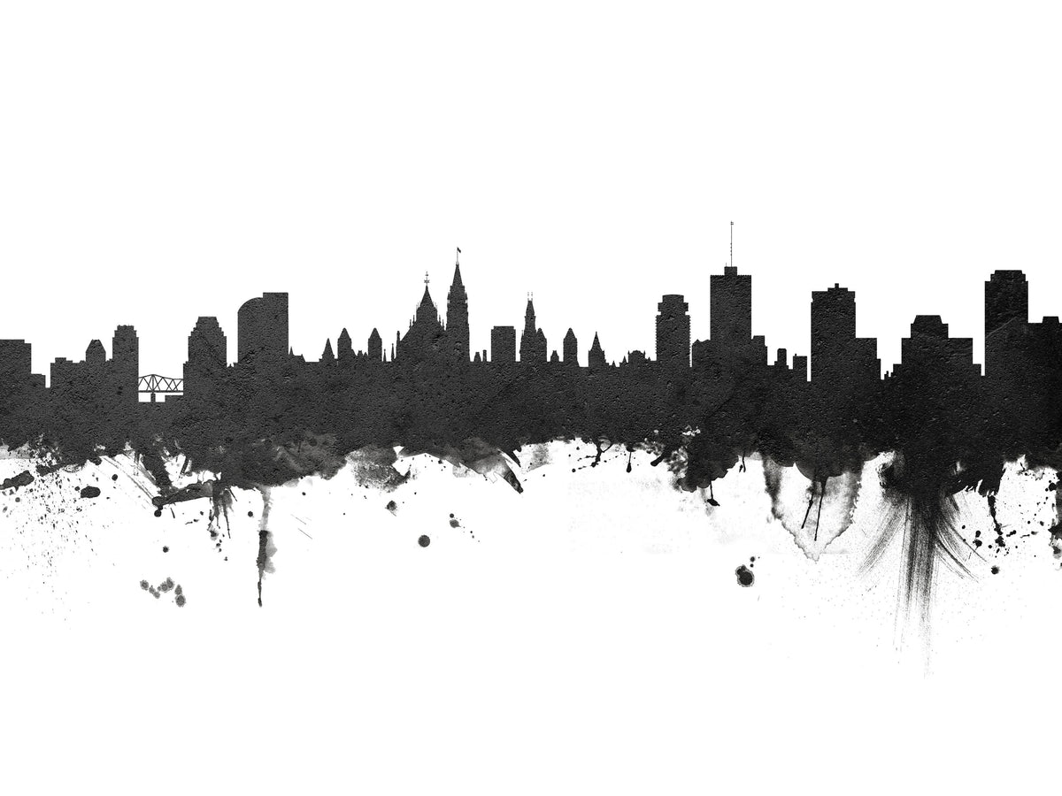 Ottowa Canada Skyline Black & White Mural Wallpaper - pure wallpaper artwork