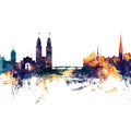 Zurich Switzerland Skyline Blue & Bronze Mural Wallpaper - pure wallpaper artwork