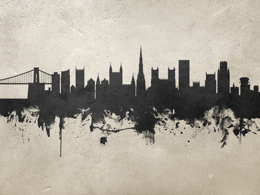 Bristol England Skyline Concrete Mural Wallpaper