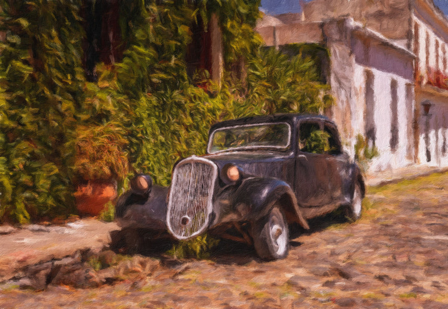 Antique Car Uruguay Mural Wallpaper