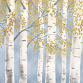 Fresh Forest Light Blue Gold Mural Wallpaper - pure wallpaper artwork