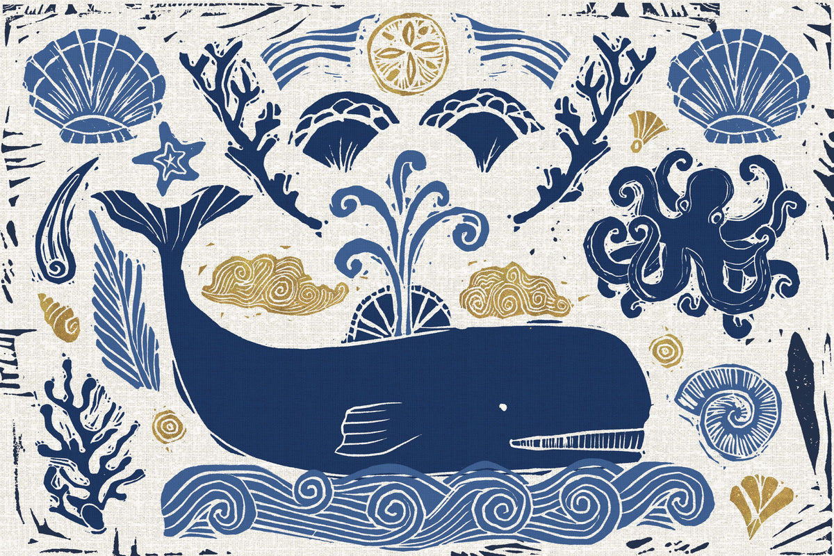 Whale Seas White Mural Wallpaper - pure wallpaper artwork