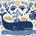 Whale Seas White Mural Wallpaper - pure wallpaper artwork