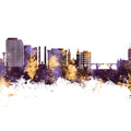 Spokane Washington Skyline Purple & Gold Mural Wallpaper - pure wallpaper artwork