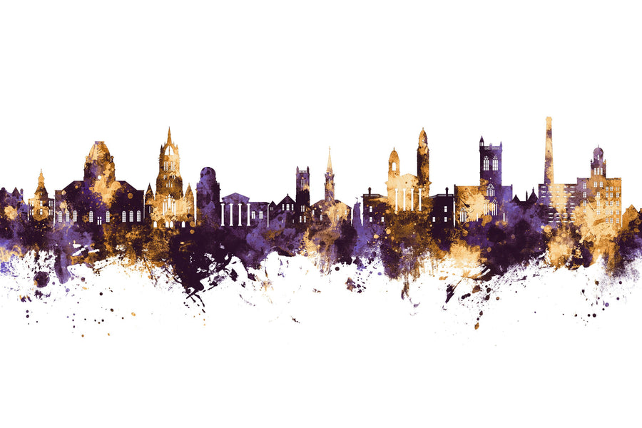 Paisley Skyline Purple & Gold Mural Wallpaper