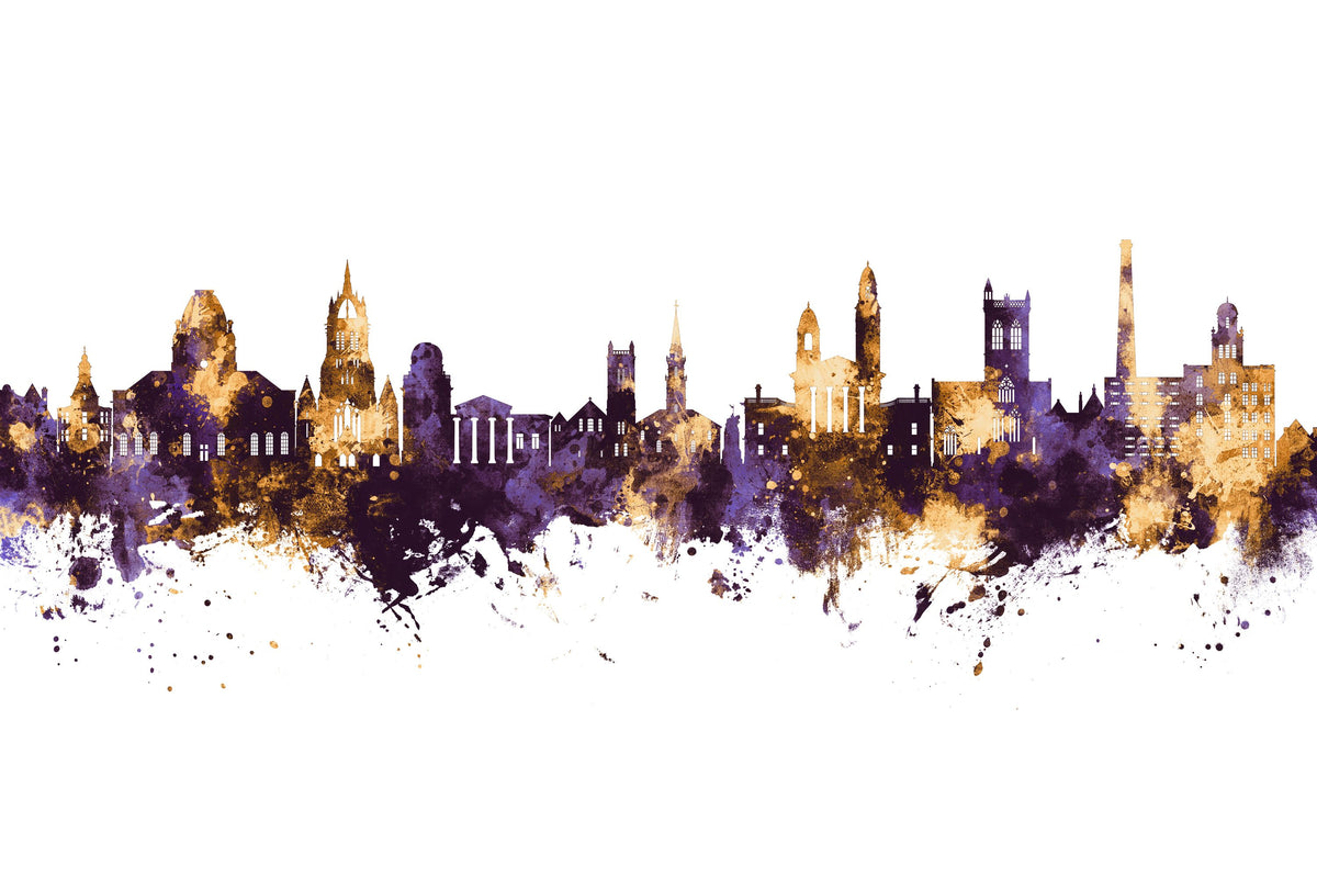 Paisley Skyline Purple & Gold Mural Wallpaper - pure wallpaper artwork