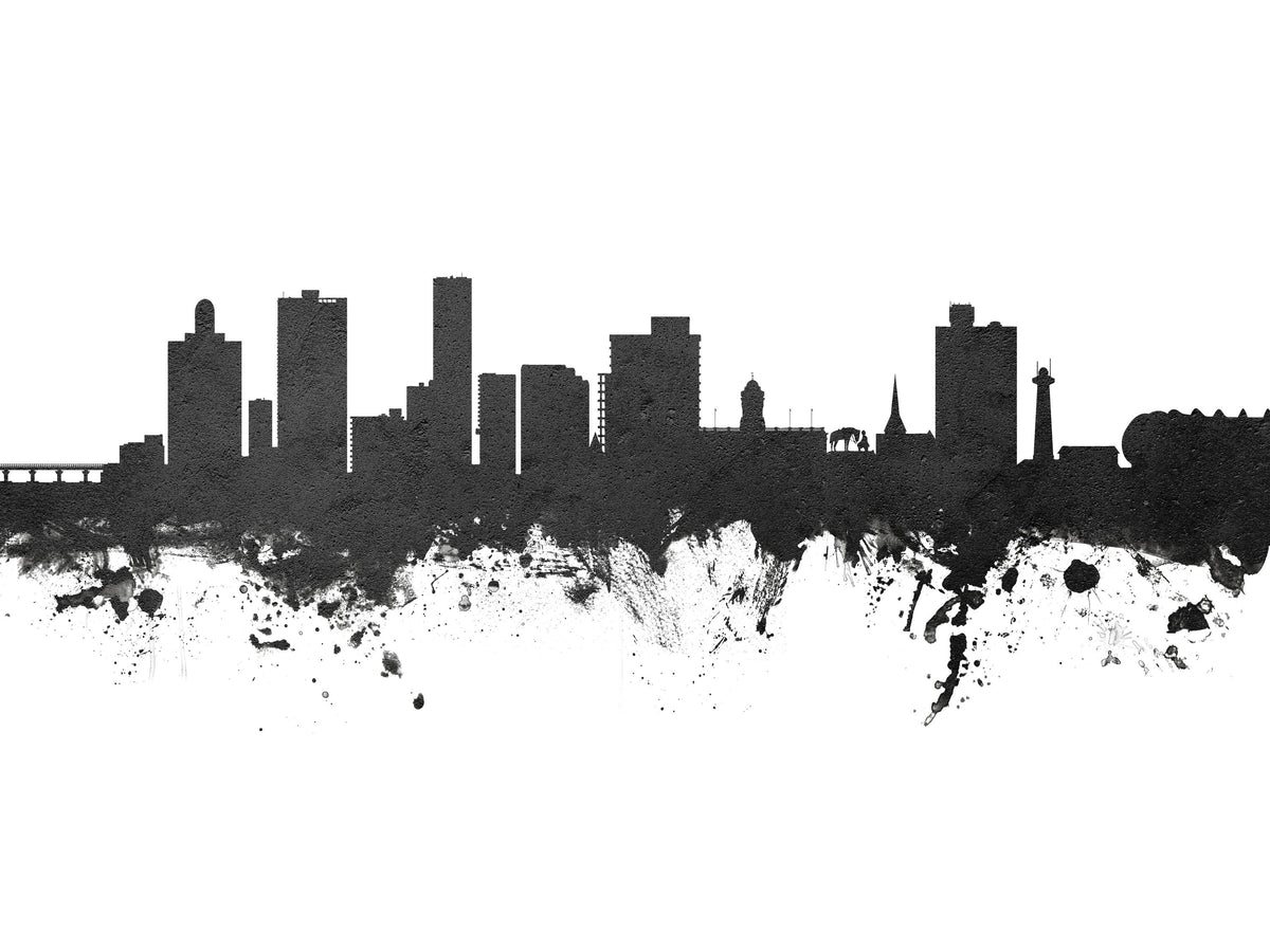 Port Elizabeth South Africa Skyline Black & White Mural Wallpaper - pure wallpaper artwork