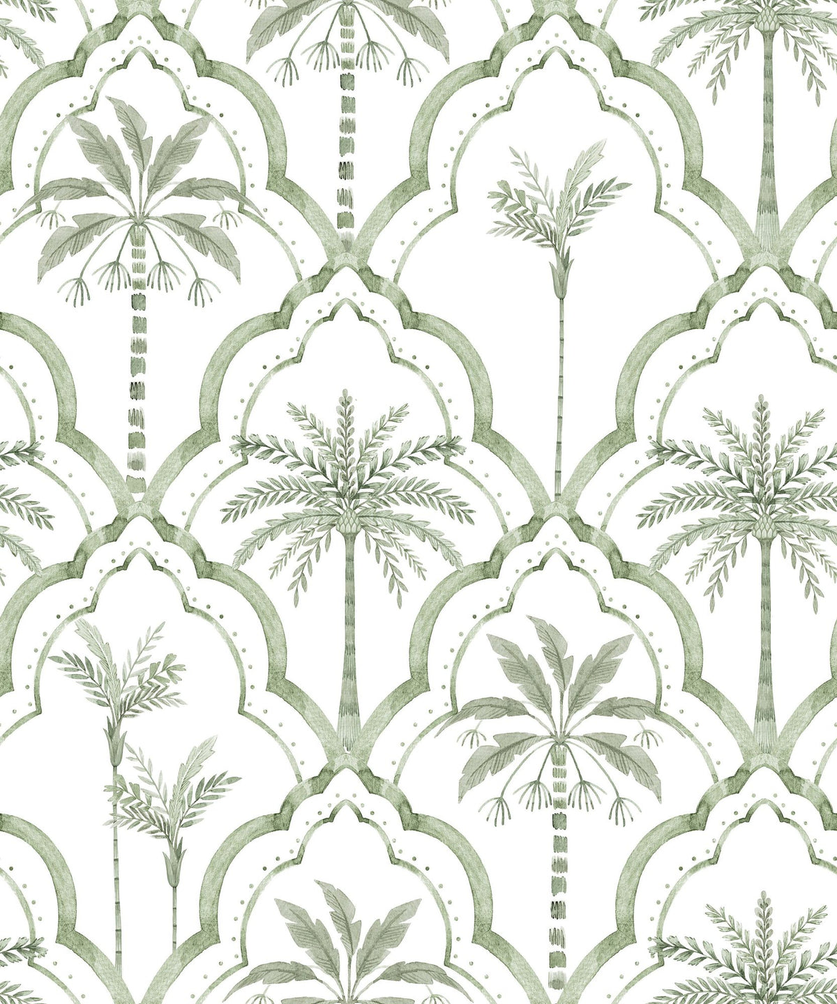 The Palm Lattice, Sage Green Mural Wallpaper - pure wallpaper artwork