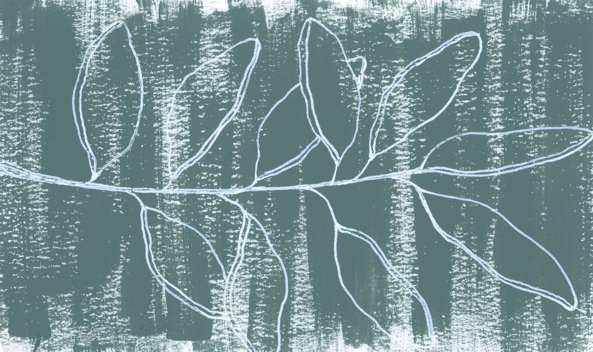 Simple Sprigs of Bay Leaf Mural Wallpaper - pure wallpaper artwork