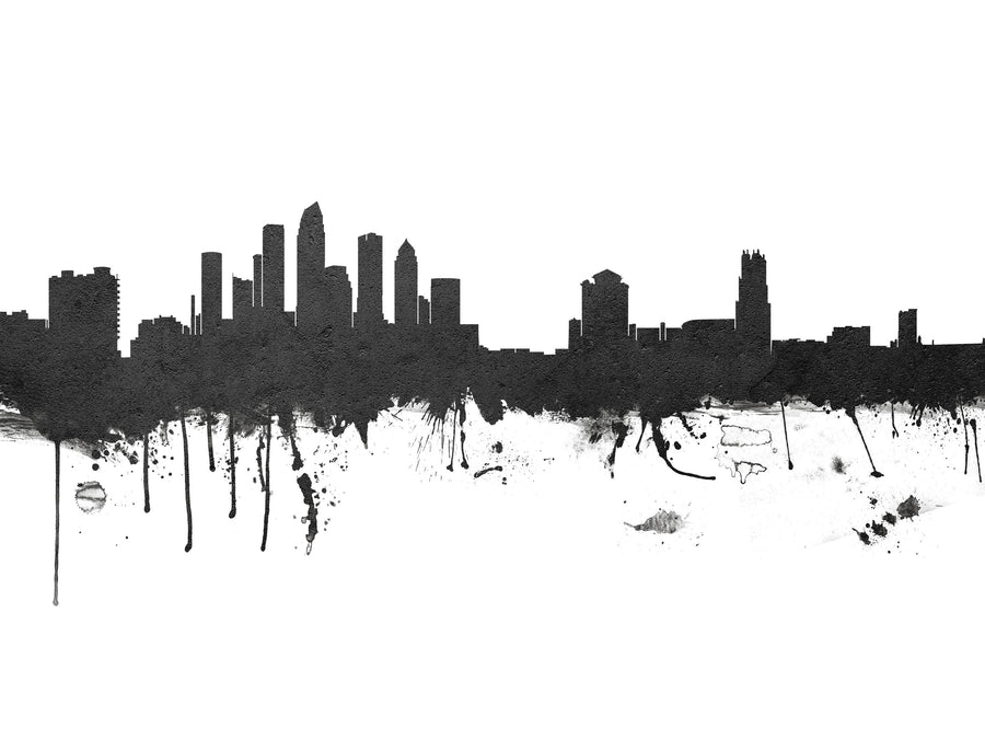 Tampa Florida Skyline Black & White Mural Wallpaper